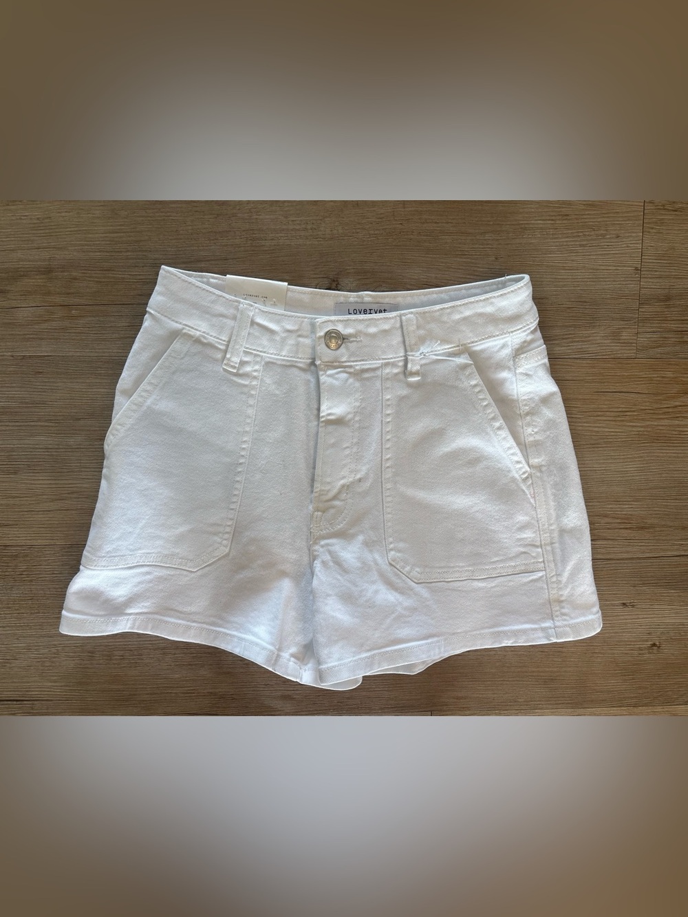 LoveShackFancy White High-Waist Utility Shorts